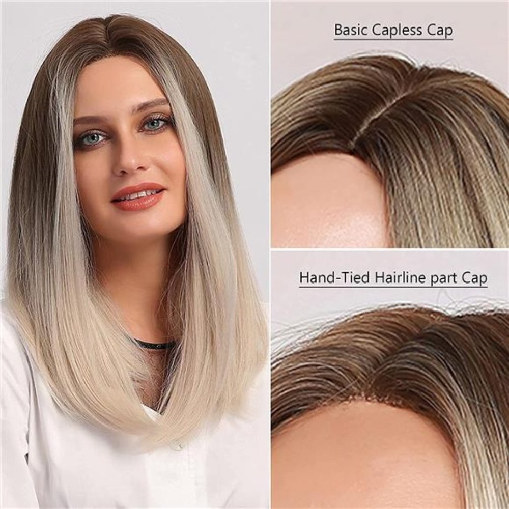 Women's Ombre Blonde Bob Wig Shoulder Length Wig - Picture 6 of 6